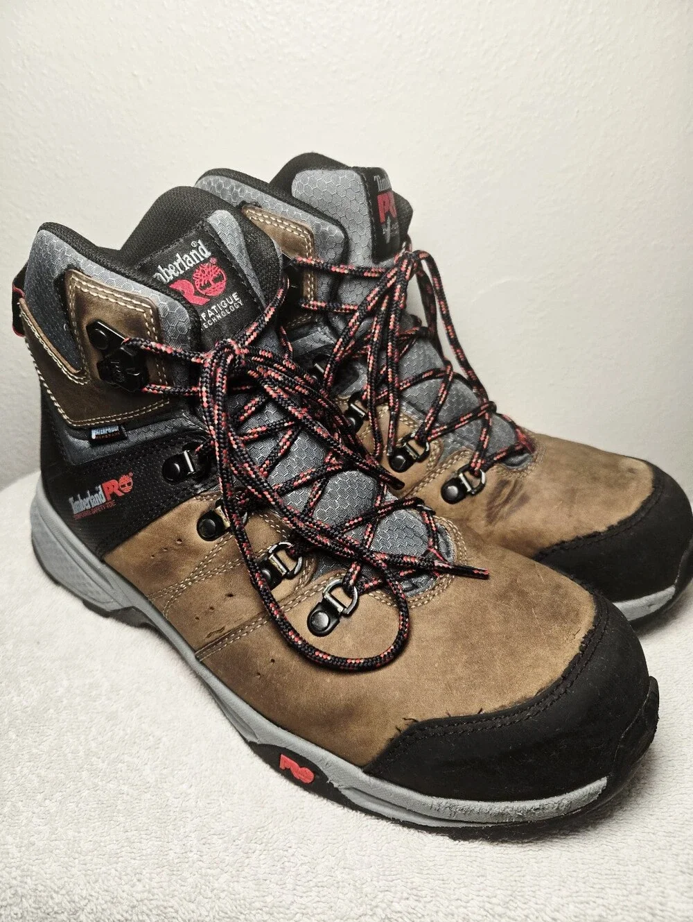 Timberland PRO Mens 8.5M Brown Leather Composite Safety Toe Waterproof WorkBoots